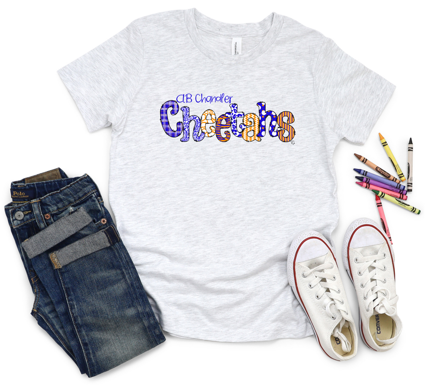 Youth Or Adult Tee Chandler Cheetahs Doodle Font